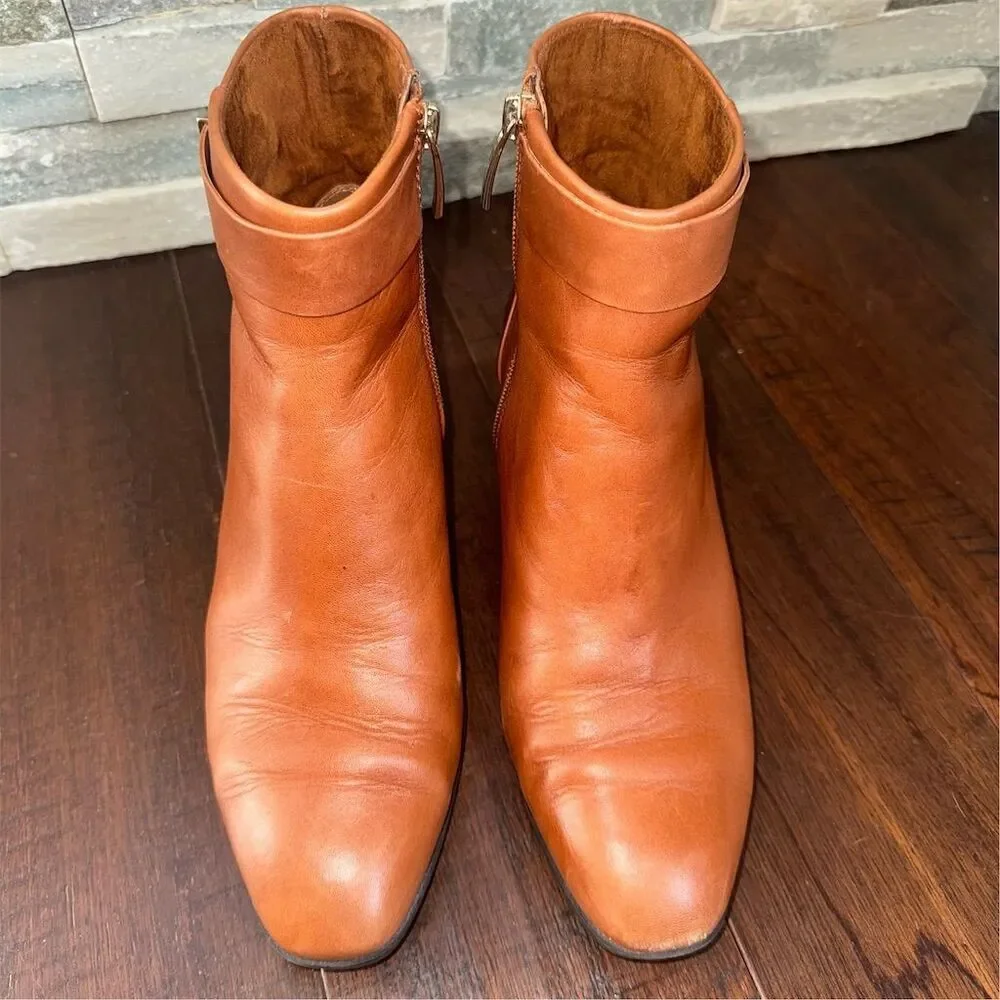 Essex Lane Women's 8.5 Caramel‎ Cognac Brown Block Heel Ankle Booties